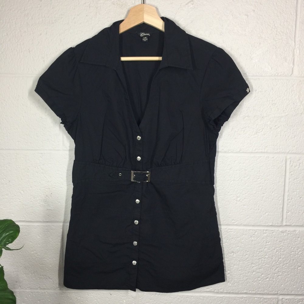 Guess Women's Short Sleeve Button Front